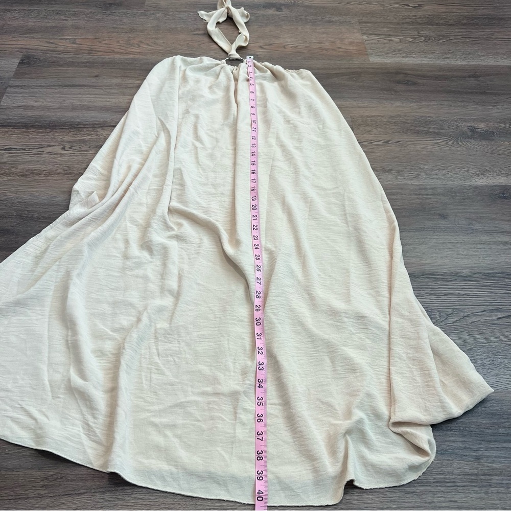 Cream Boho Halter Maxi Dress Size Small Summer Vacation Beachy Neutral - Picture 8 of 8